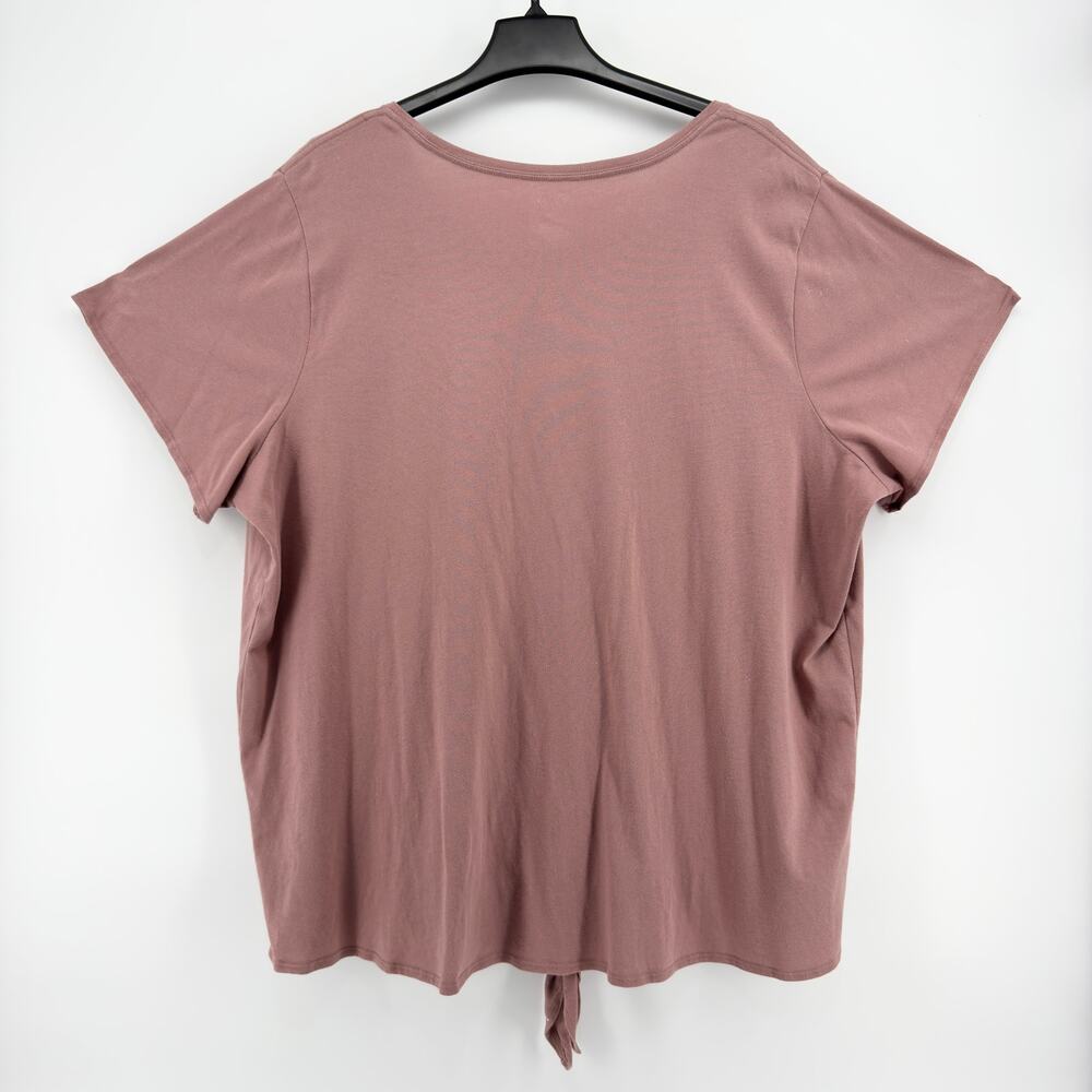 EVRI Women’s 4X Blush Pink Tie-Front Top Short Sleeve Plus Size Casual Shirt - Picture 2 of 6